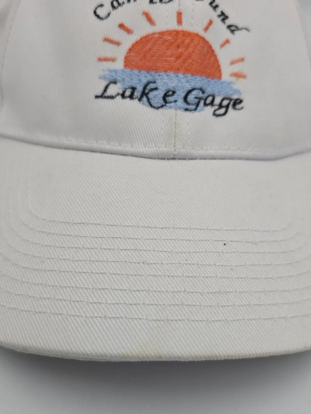 ENZA Hi-Vue Campground Lake Gage Indiana White Adjustable Hat